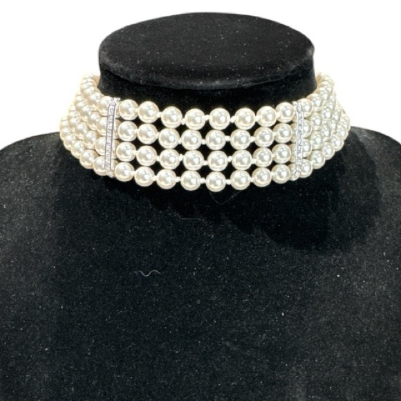 Swarovski Jewelry - Swarovski Crystal & Faux Pearl Choker 4 Strand Necklace